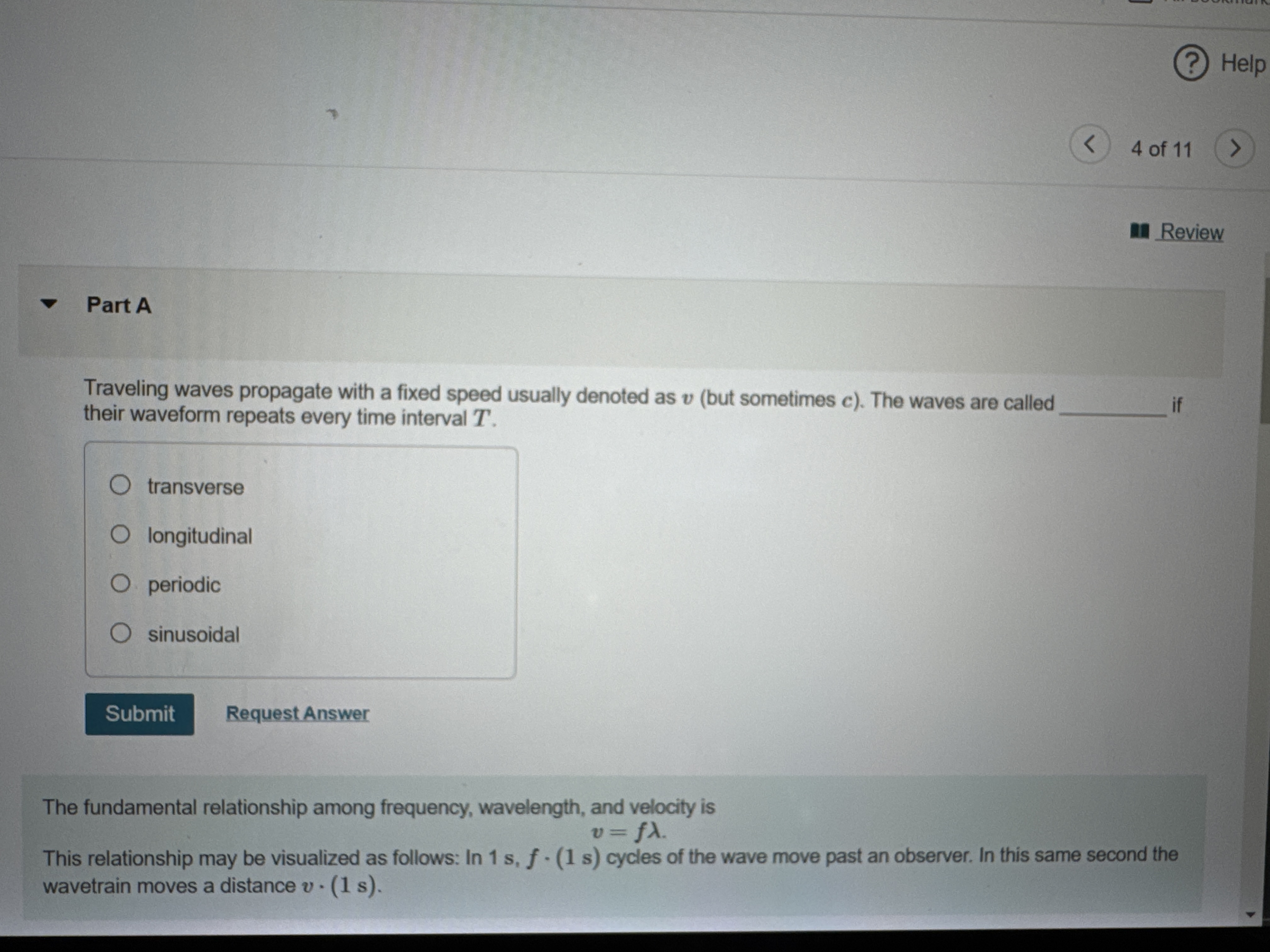 Part A Traveling waves propagate with a fixed