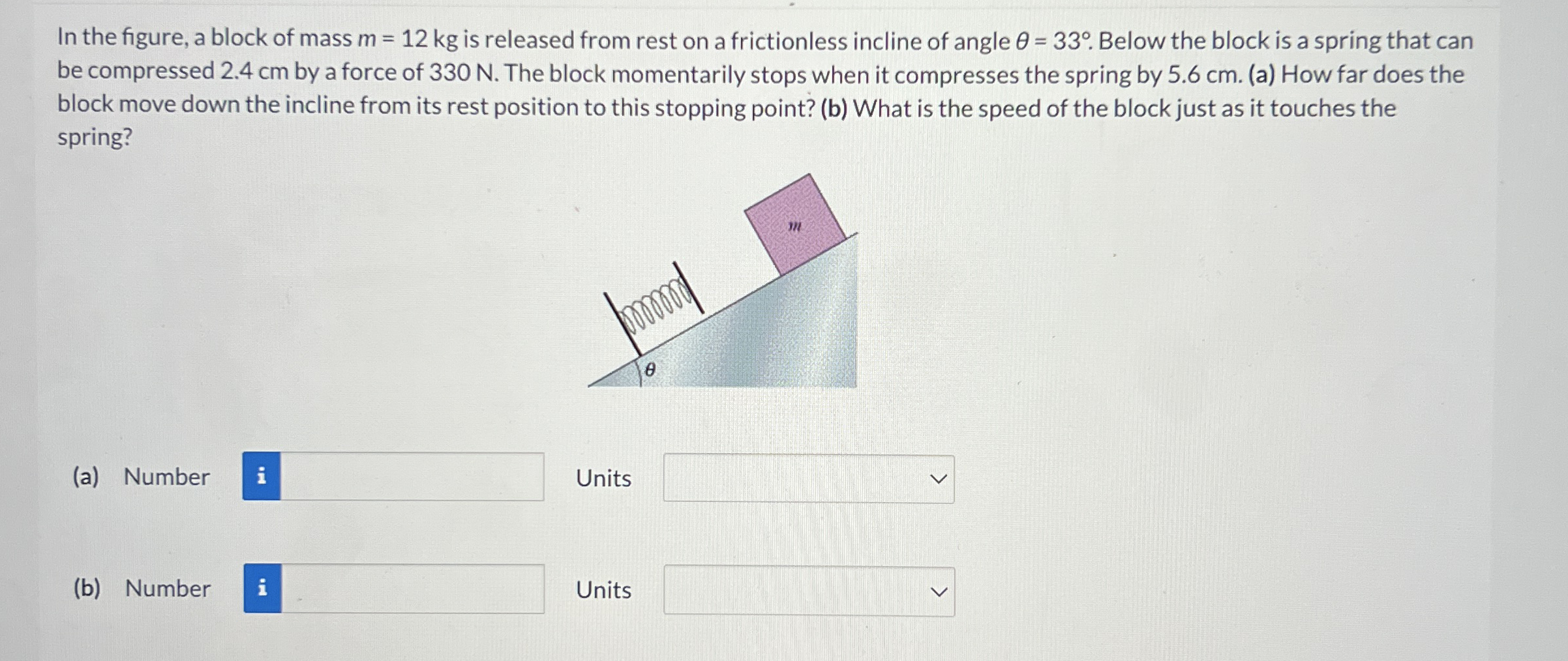 In the figure, a block of mass m = 1 2 k g is