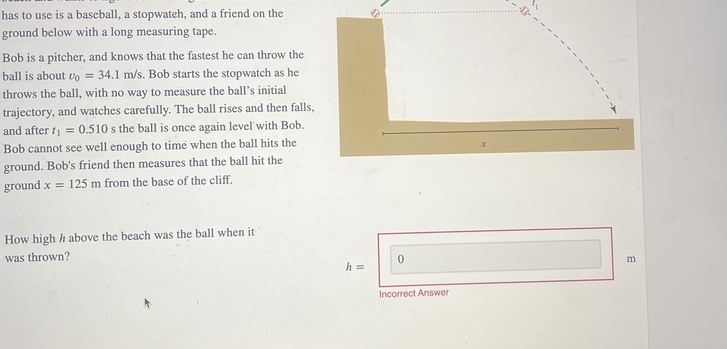 has to use is a baseball, a stopwateh, and a