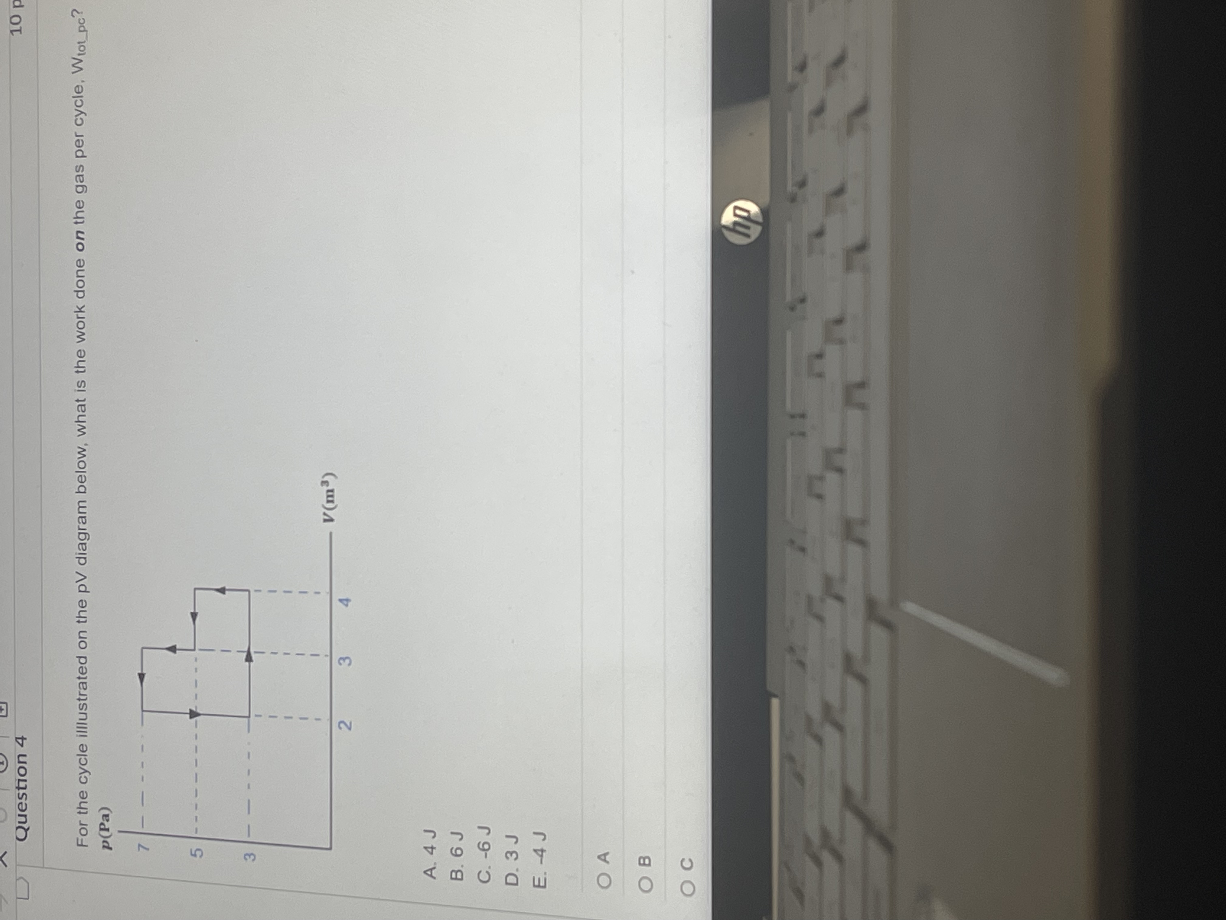 1 0 p For the cycle illustrated on the pV diagram