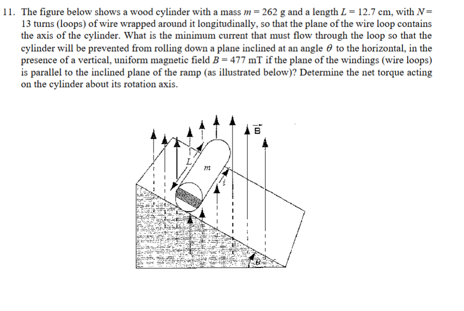 1 1 . The figure below shows a wood cylinder with
