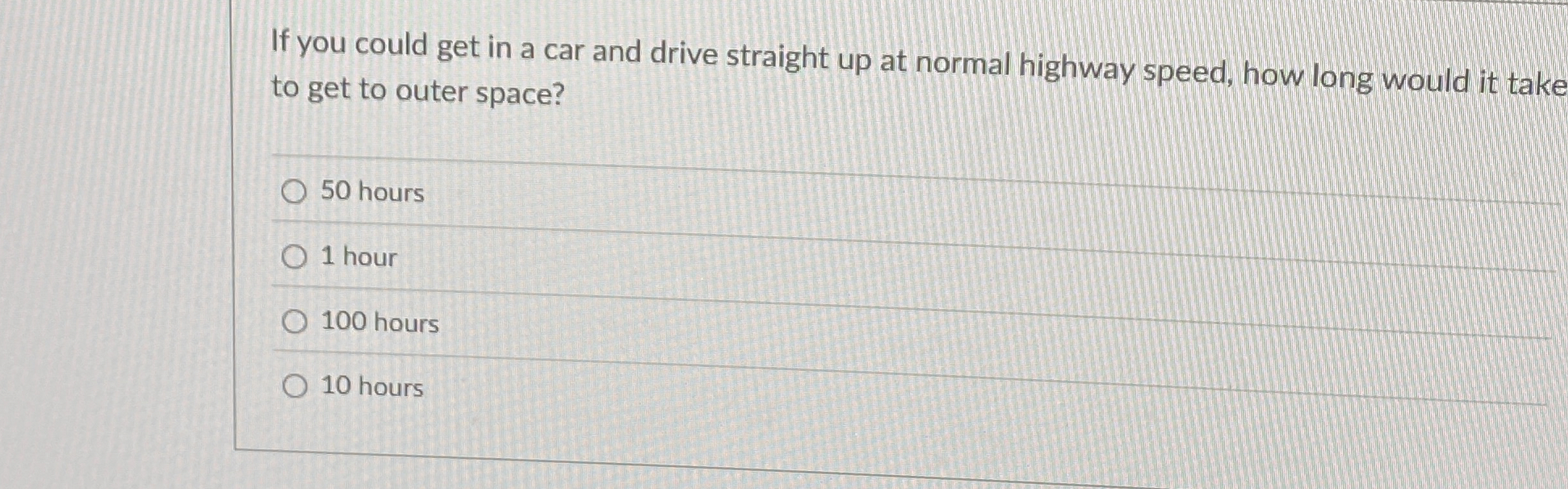 If you could get in a car and drive straight up