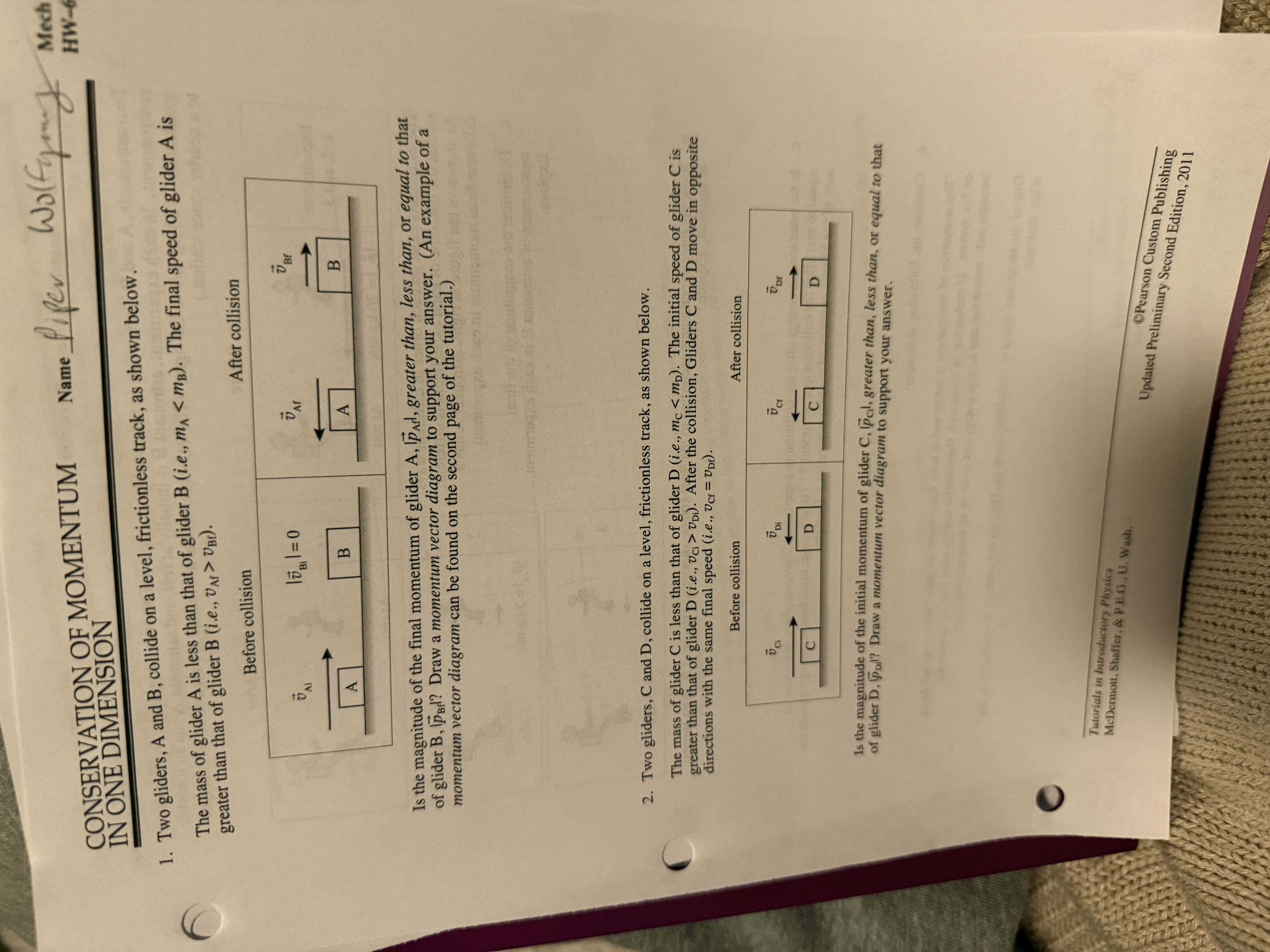 is the magnitude of the final momentum glider