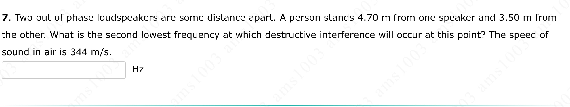 Two out of phase loudspeakers are some distance