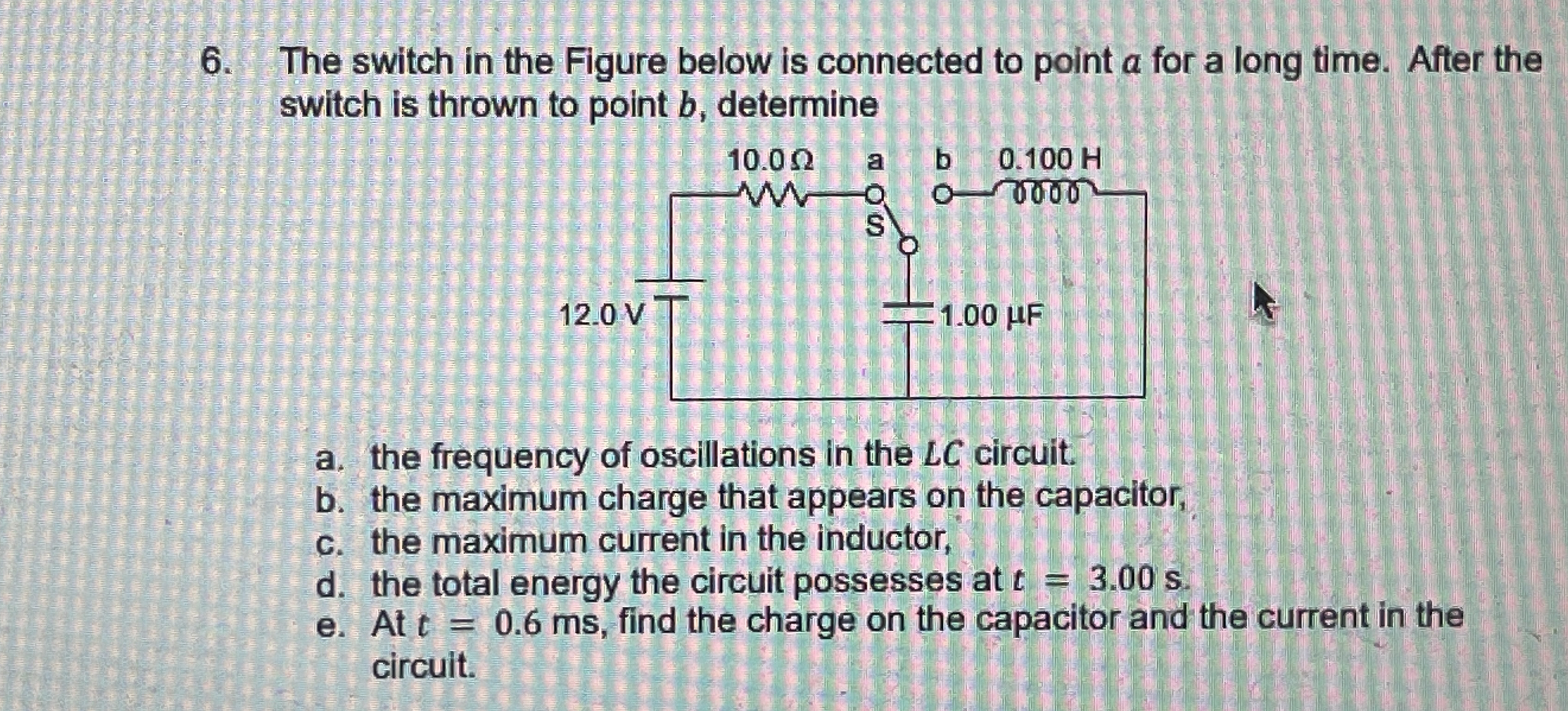 The switch in the Figure below is connected to