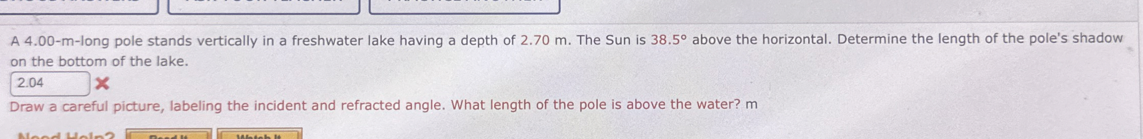 A 4 . 0 0 - m - long pole stands vertically in a