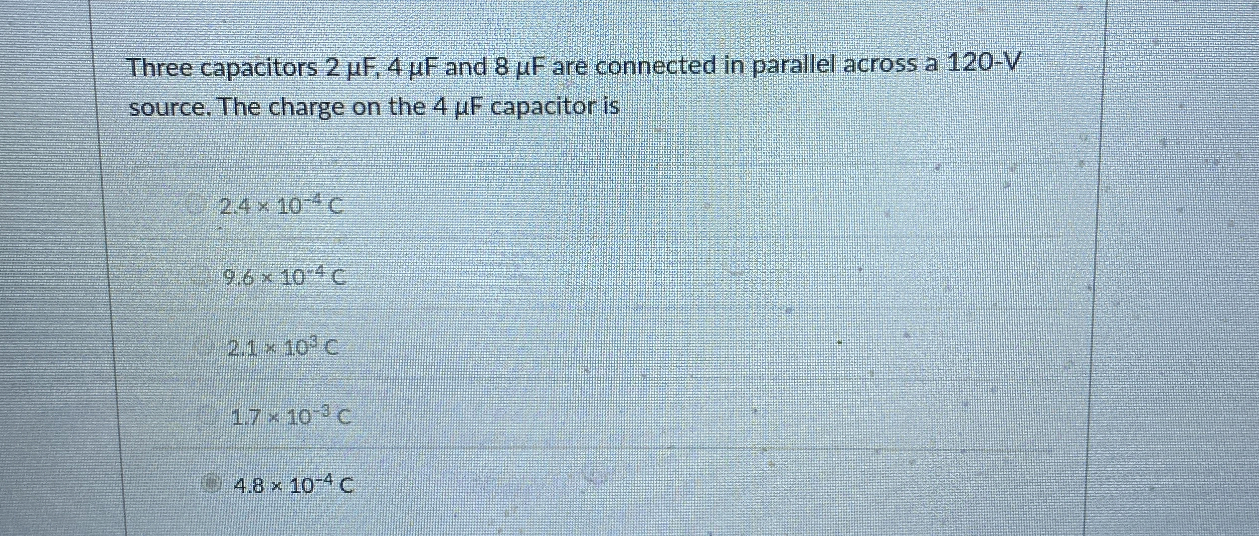Three capacitors 2 F , 4 F and 8 F are connected