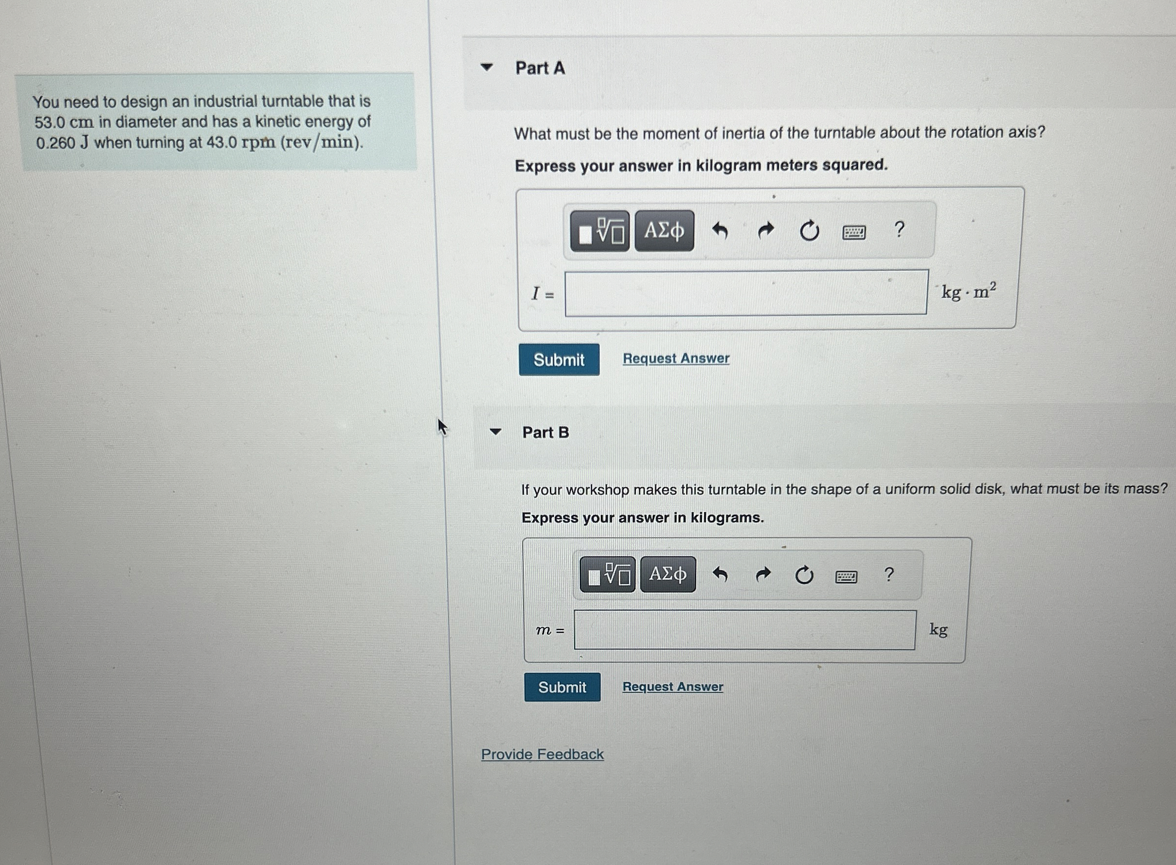 You need to design an industrial turntable that