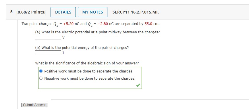 5 . [ 0 . 6 8 / 2 Points ] SERCP 1 1 1 6 . 2 . P