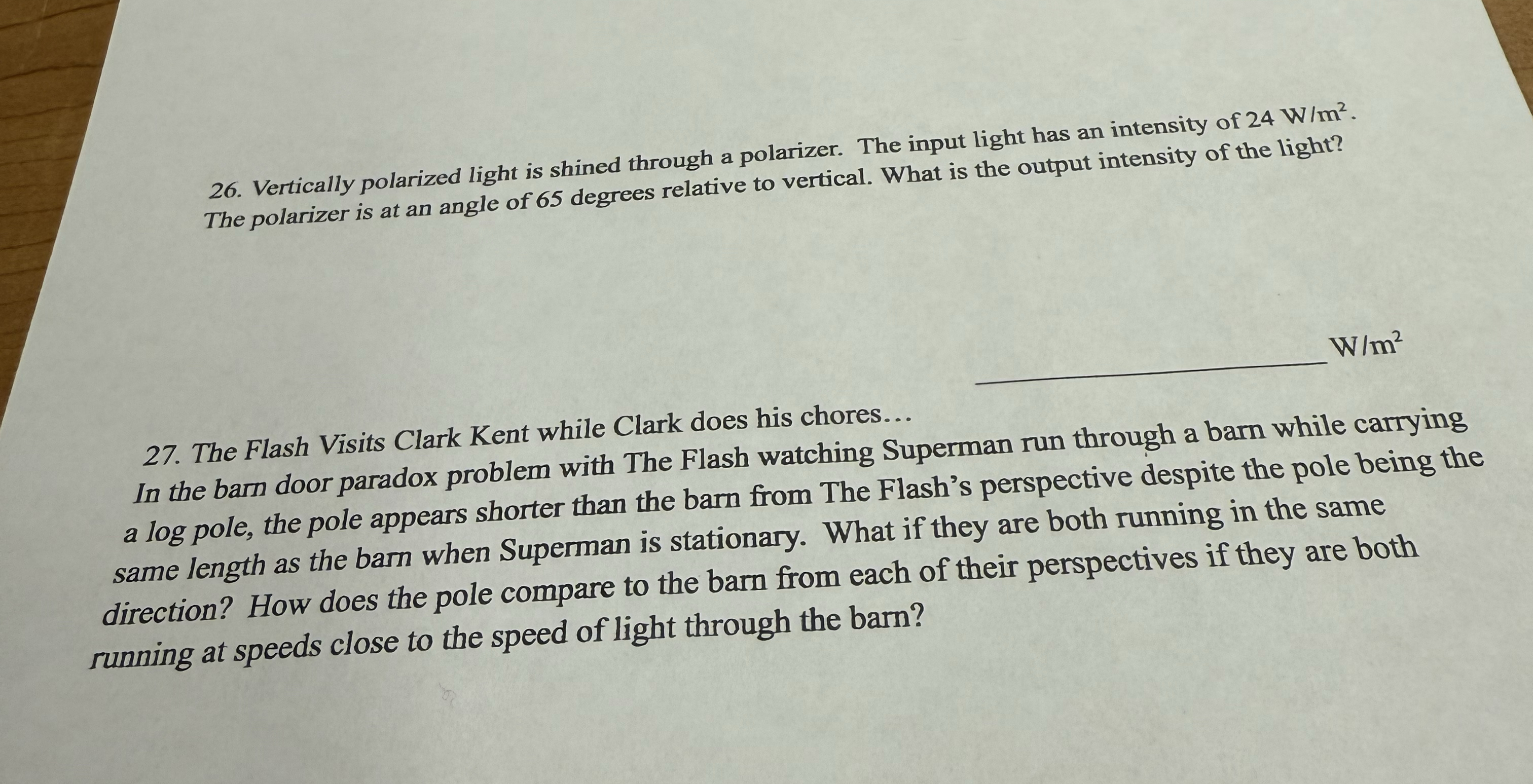 Vertically polarized light is shined through a
