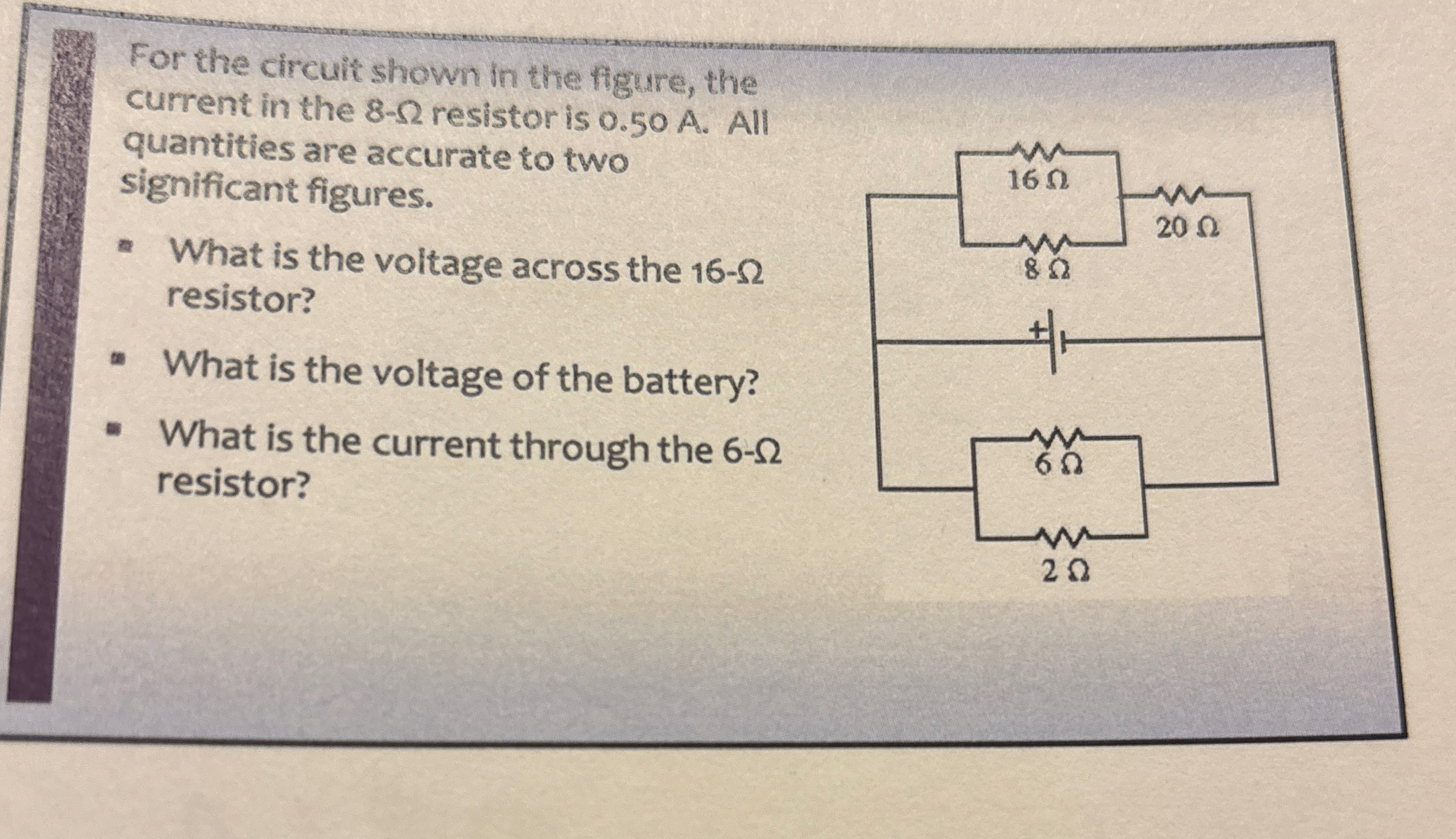 For the circuit shown in the figure, the current