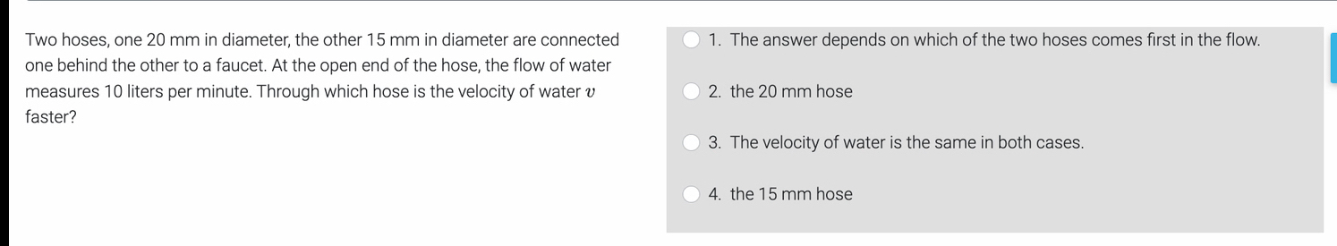 Two hoses, one 2 0 mm in diameter, the other 1 5