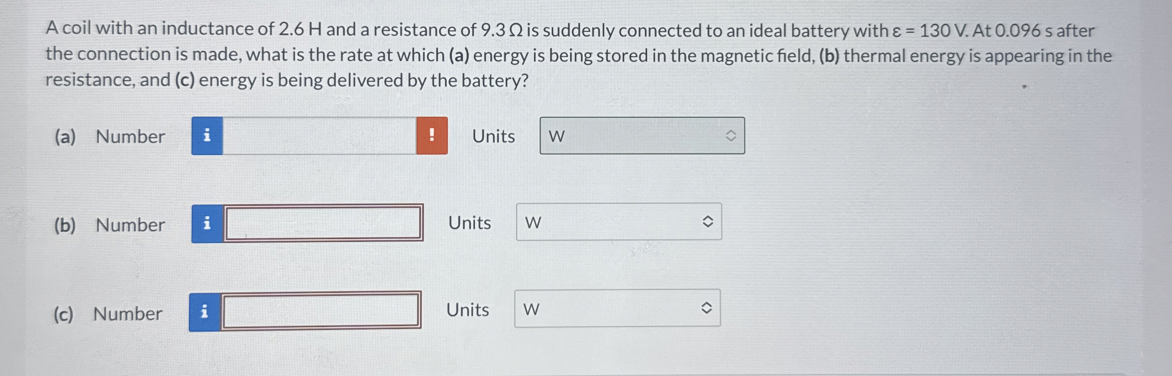 A coil with an inductance of 2 . 6 H and a