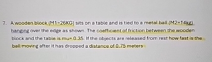 A wooden block ( M 1 = 2 6 K G ) sits on a table