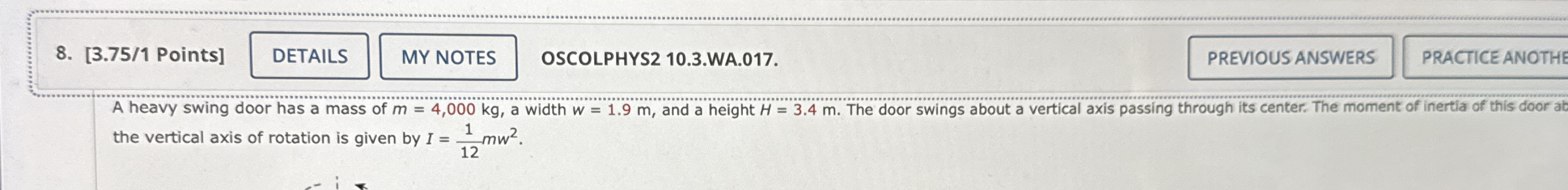 [ 3 . 7 5 / 1 Points ] OSCOLPHYS 2 1 0 . 3 . WA .