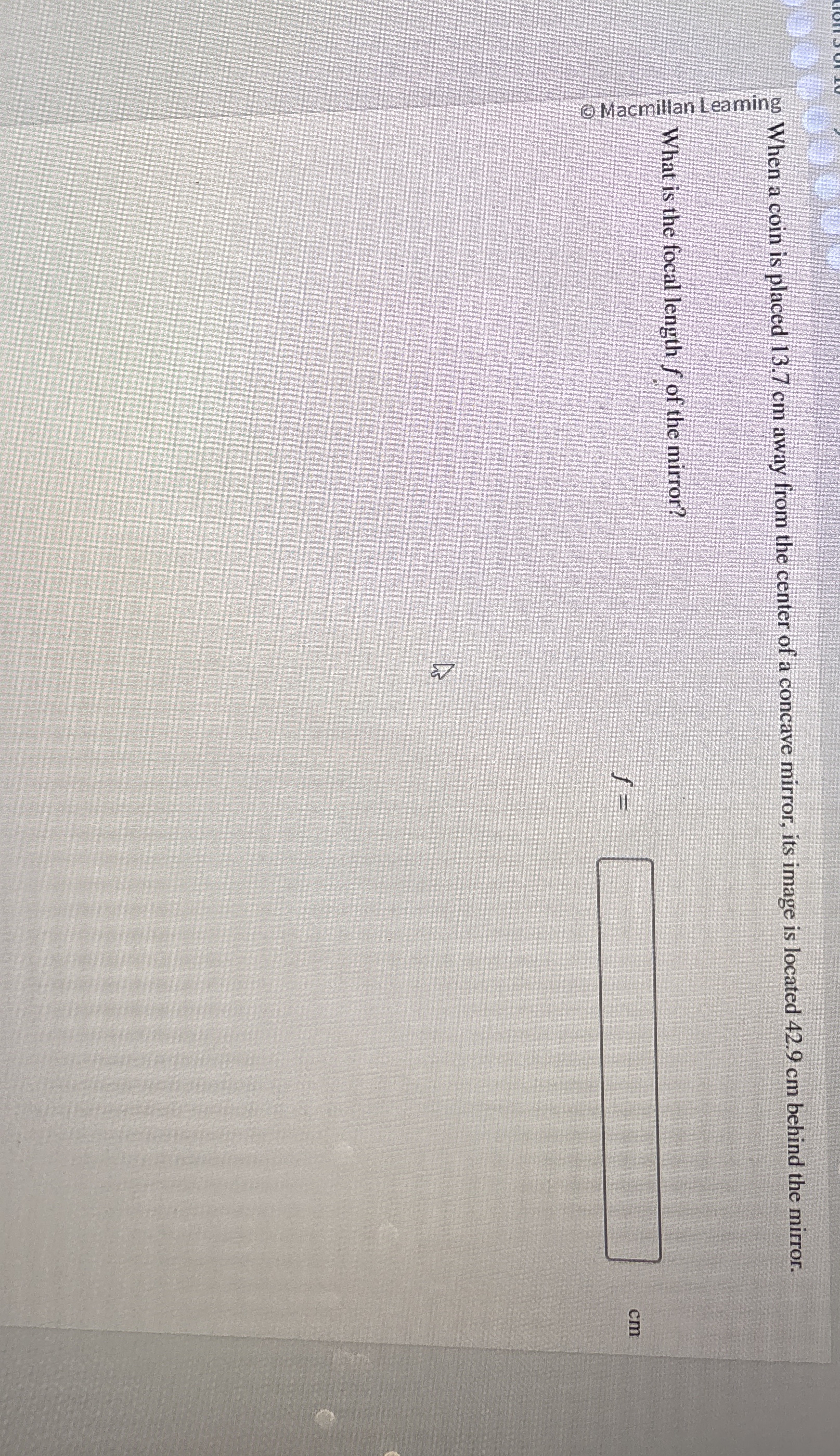 When a coin is placed 1 3 . 7 cm away from the