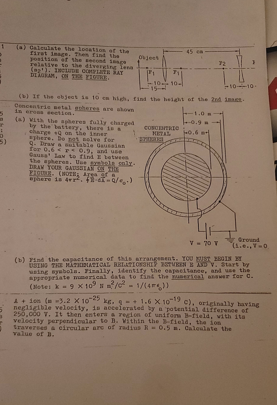 1 ( a ) Calculate the location of the first
