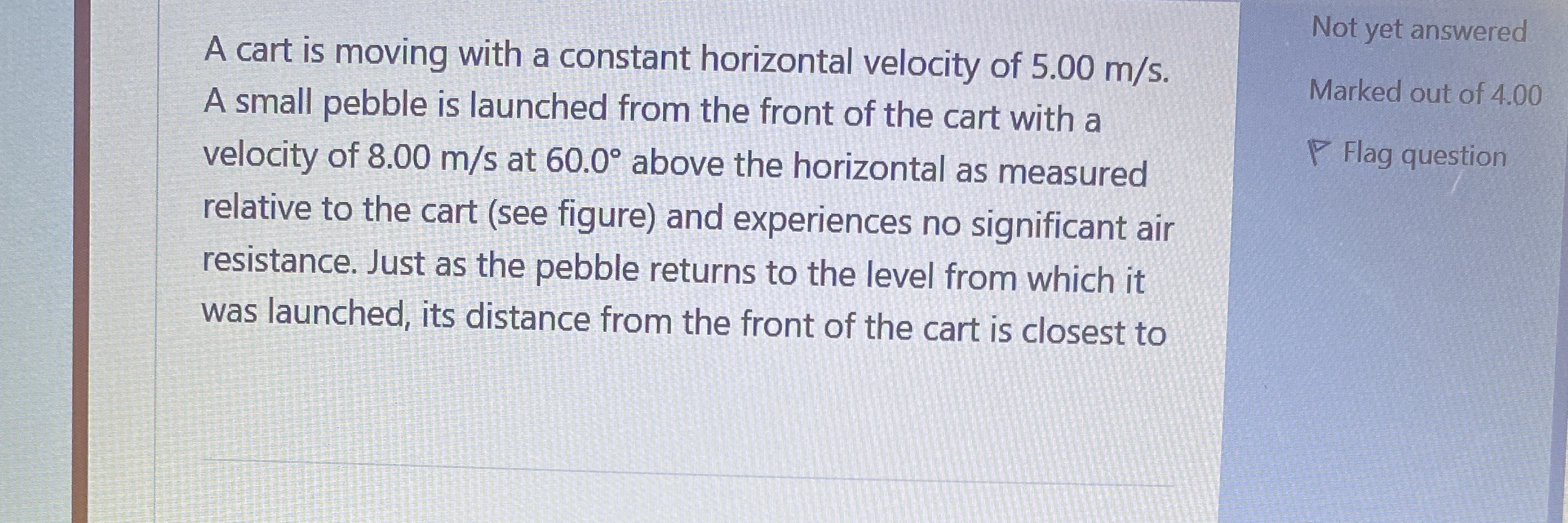A cart is moving with a constant horizontal
