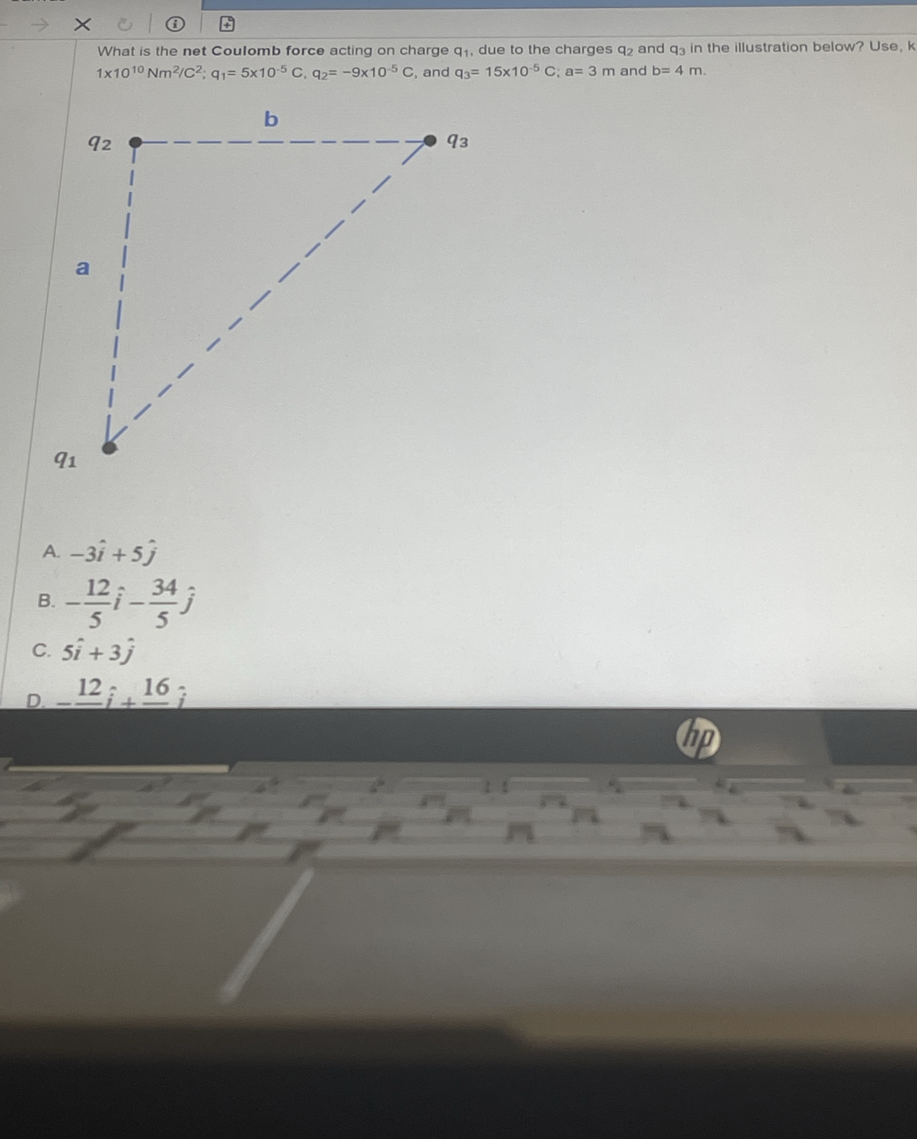 What is the net Coulomb force acting on charge q