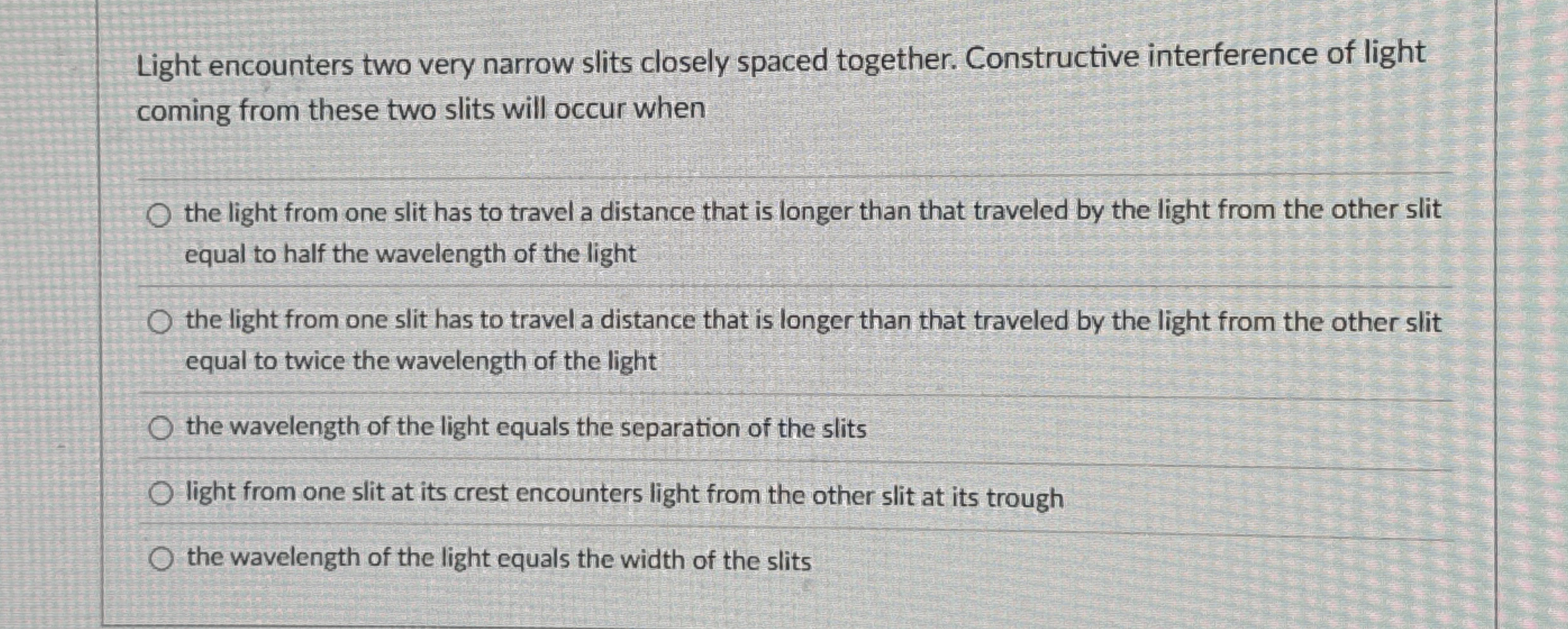 Light encounters two very narrow slits closely