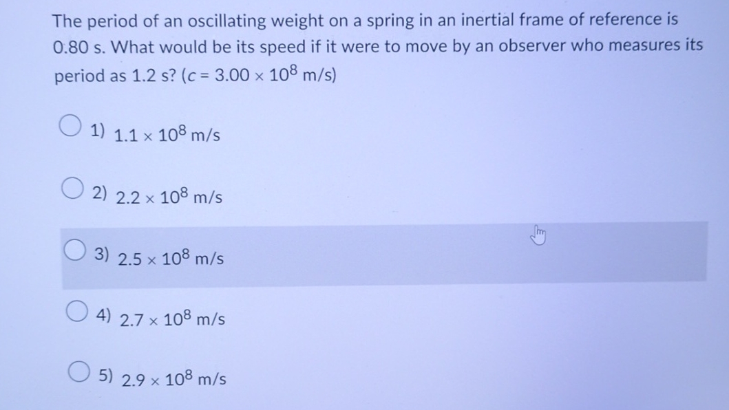 The period of an oscillating weight on a spring