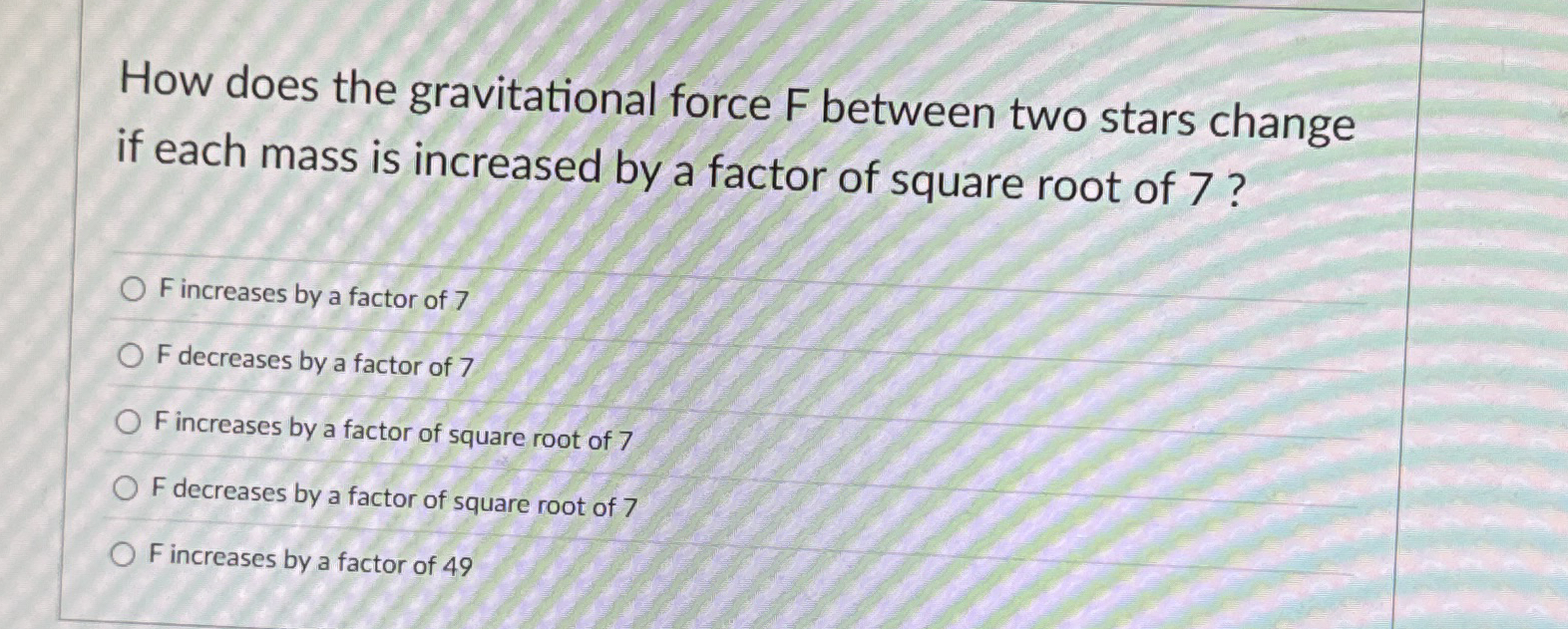 How does the gravitational force F between two