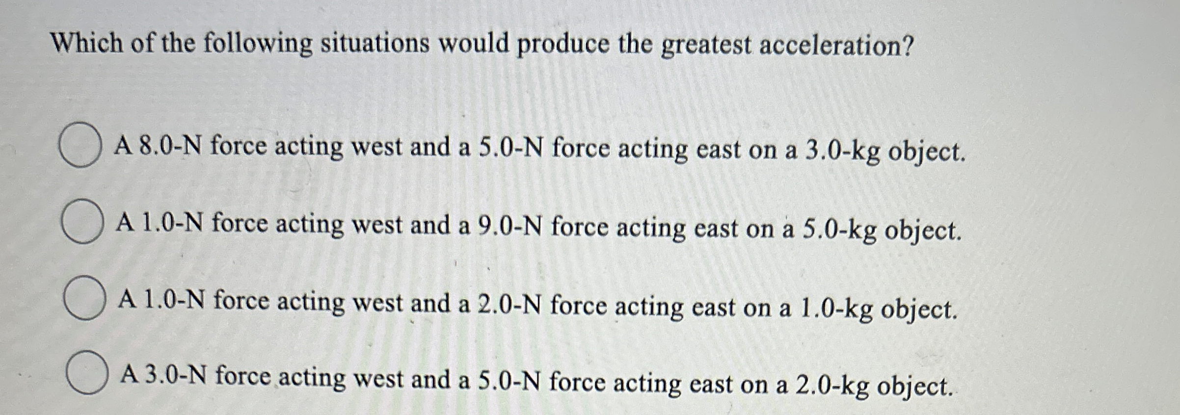 Which of the following situations would produce