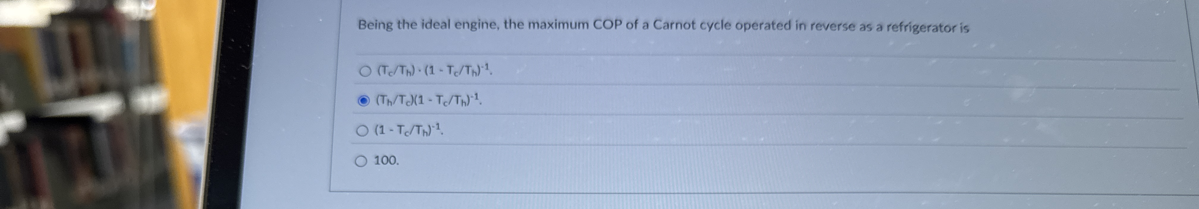 Being the ideal engine, the maximum COP of a