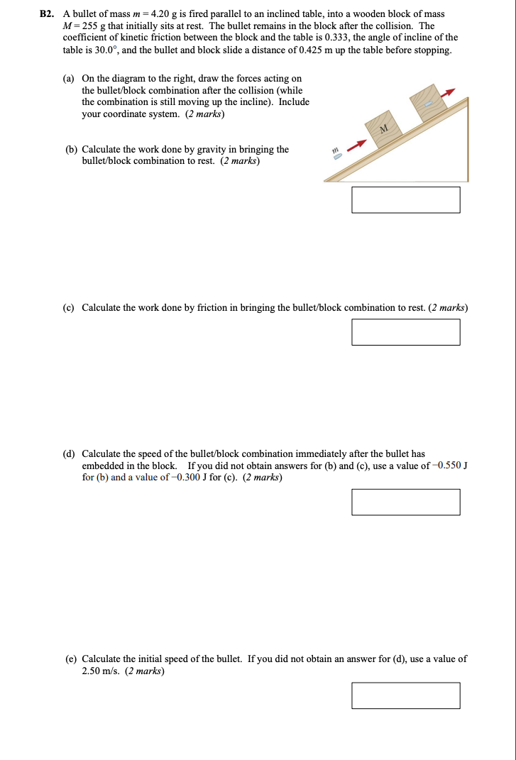 B 2 . A bullet of mass \ ( m = 4 . 2 0 \ mathrm {