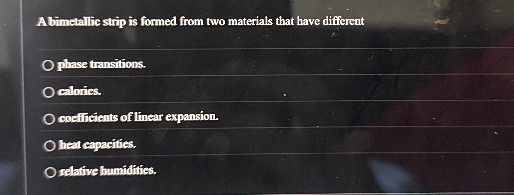 Abimetallic strip is formed from two materials