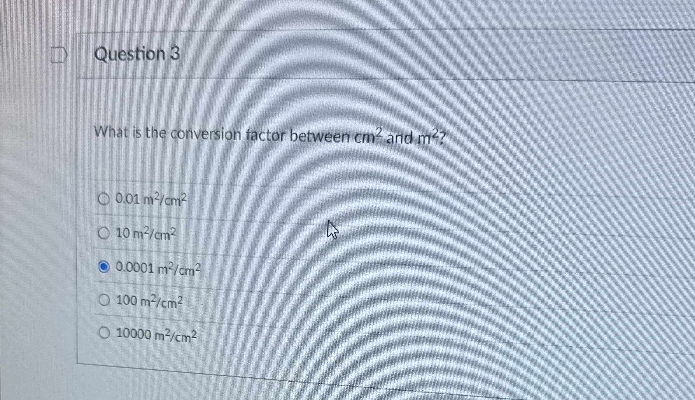 Question 3 What is the conversion factor between