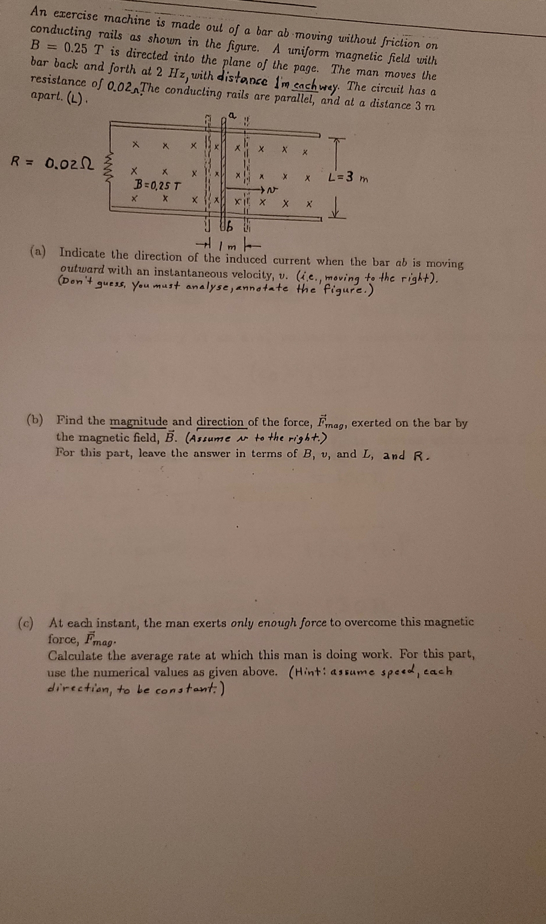 An exercise machine is made oul of a bar ab