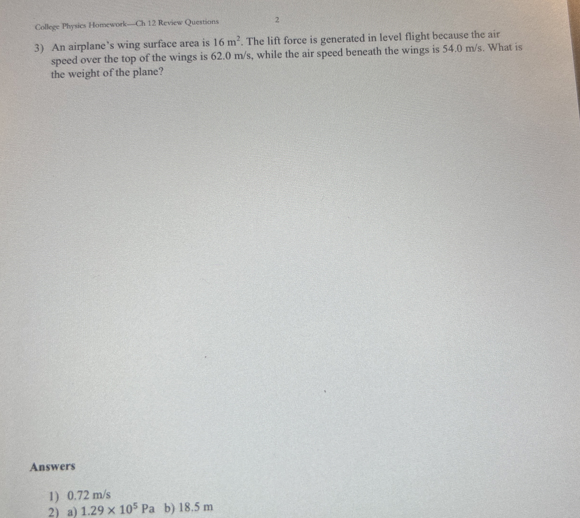 College Physics Homework - Ch 1 2 Review