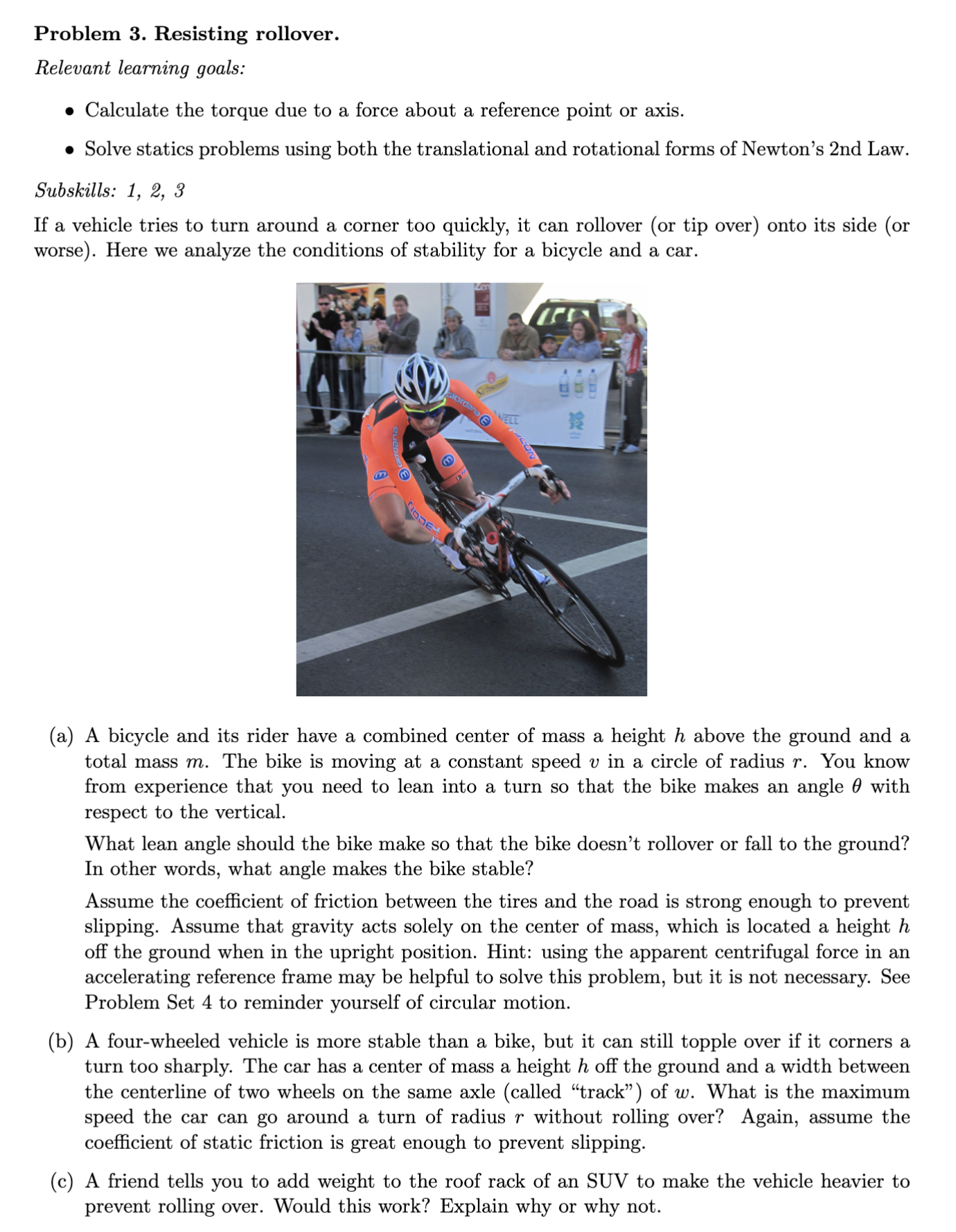 Problem 3 . Resisting rollover. Relevant learning