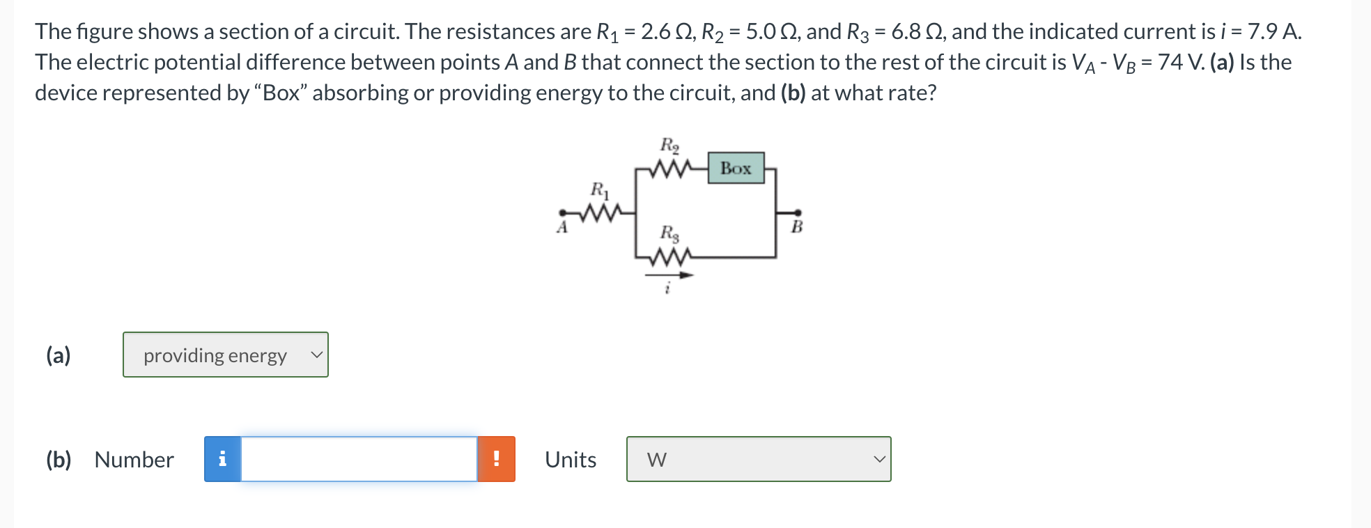 The figure shows a section of a circuit. The