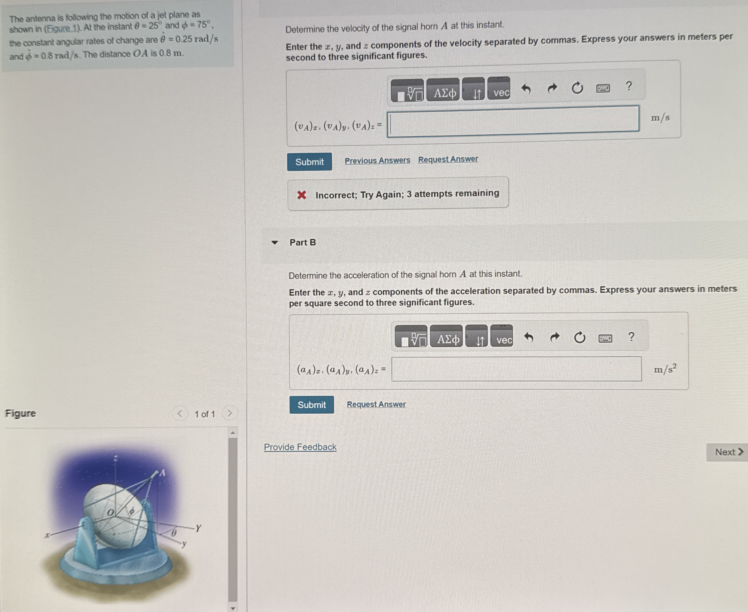 The antenna is following the motion of a jet