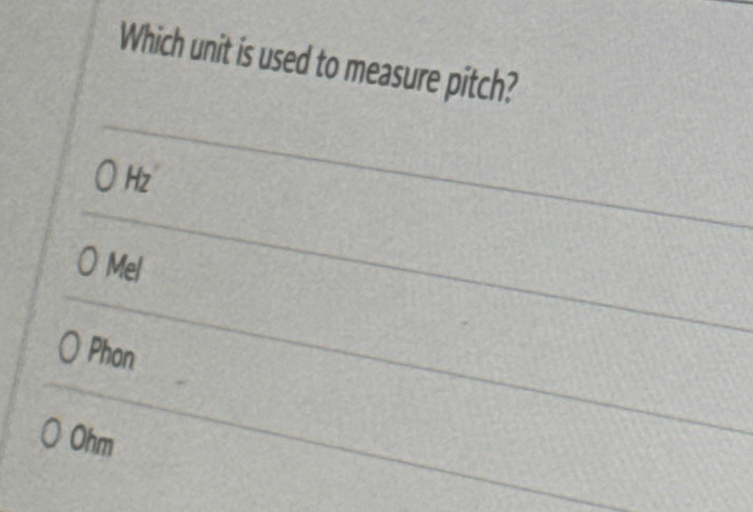 Which unit is used to measure pitch? Mel Fiton Om