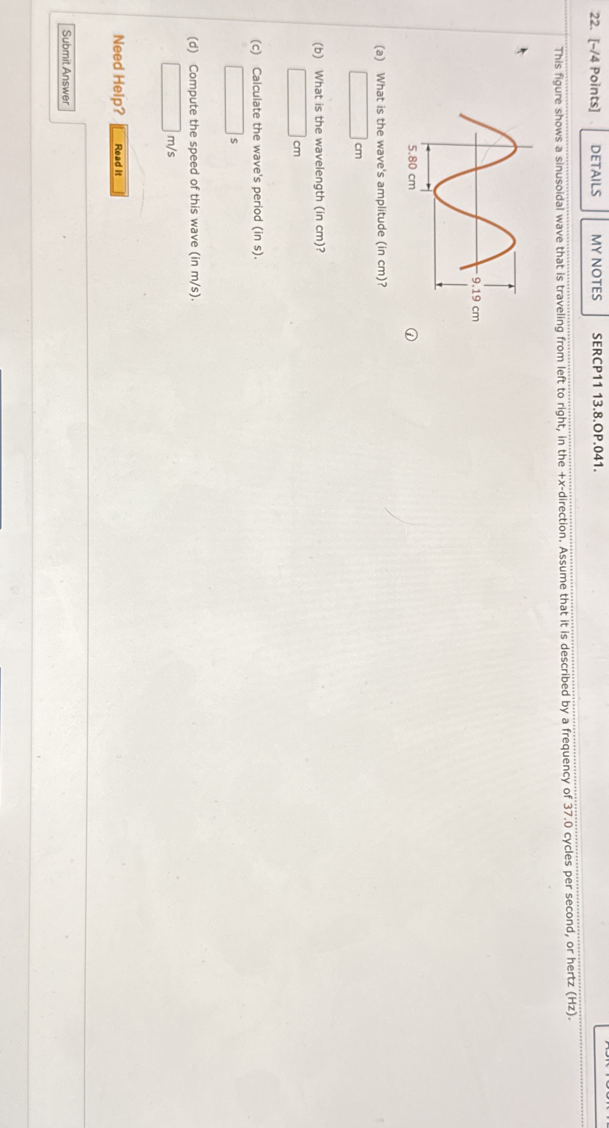 [ - / 4 Points ] MY NOTES SERCP 1 1 1 3 . 8 . OP