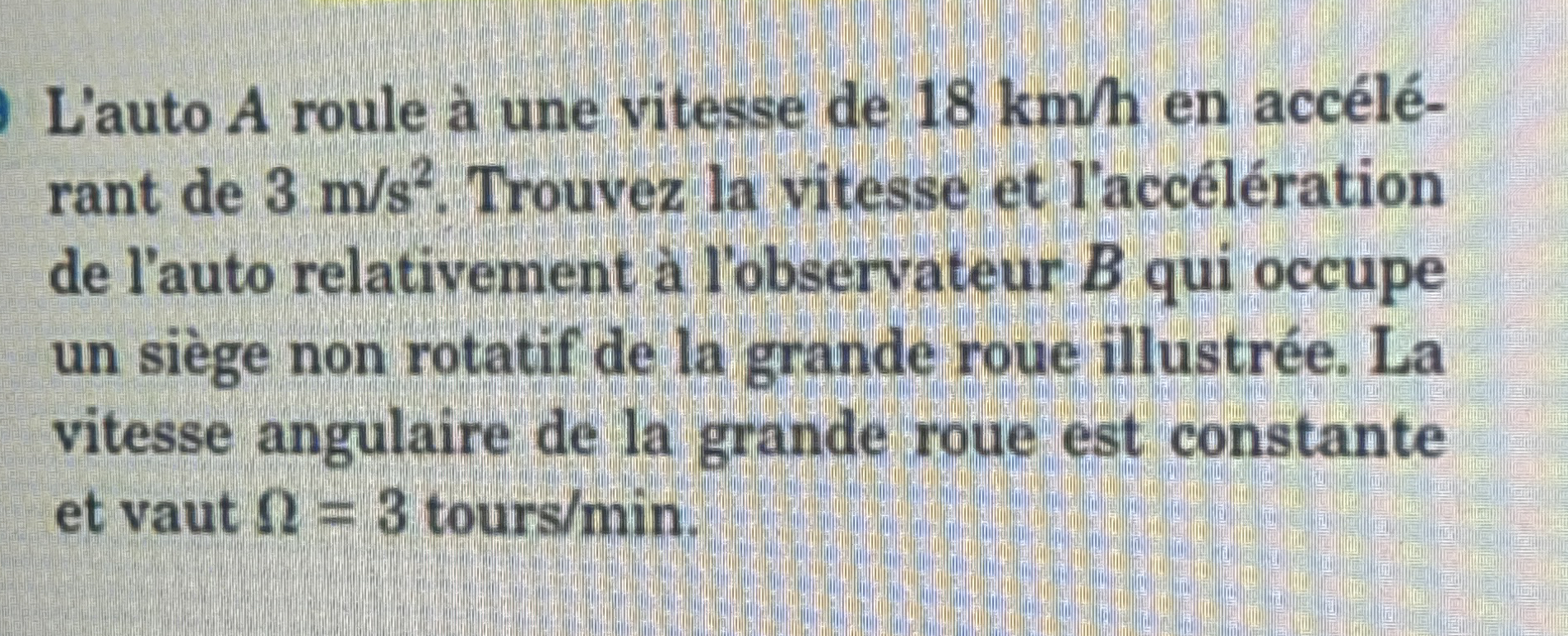 L'auto A roule une vitesse de 1 8 k m h en acc l