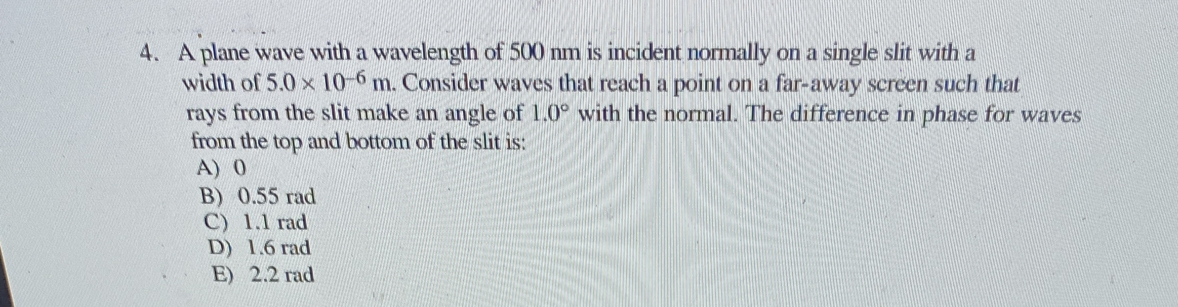 A plane wave with a wavelength of 5 0 0 nm is