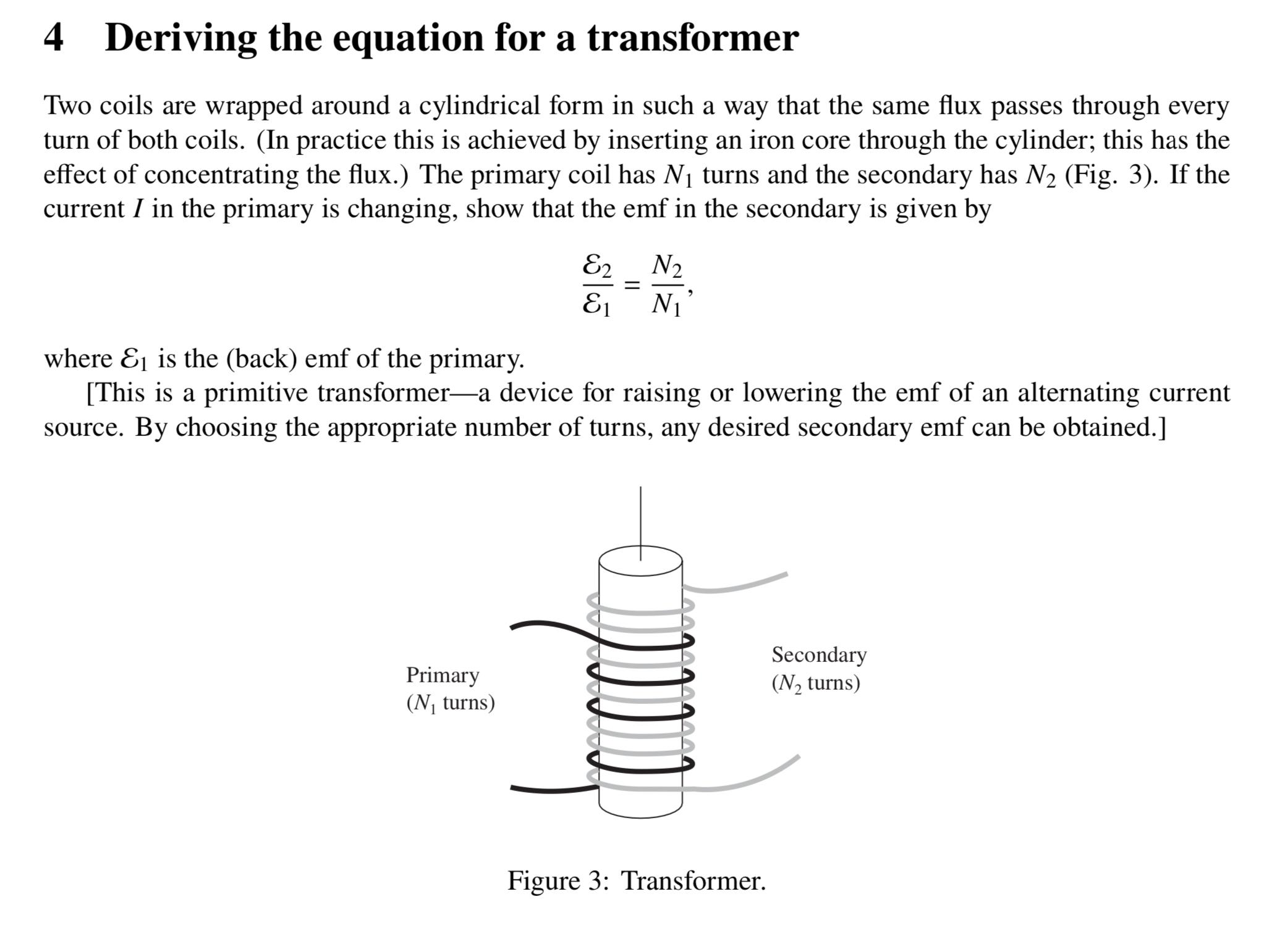 4 Deriving the equation for a transformer Two