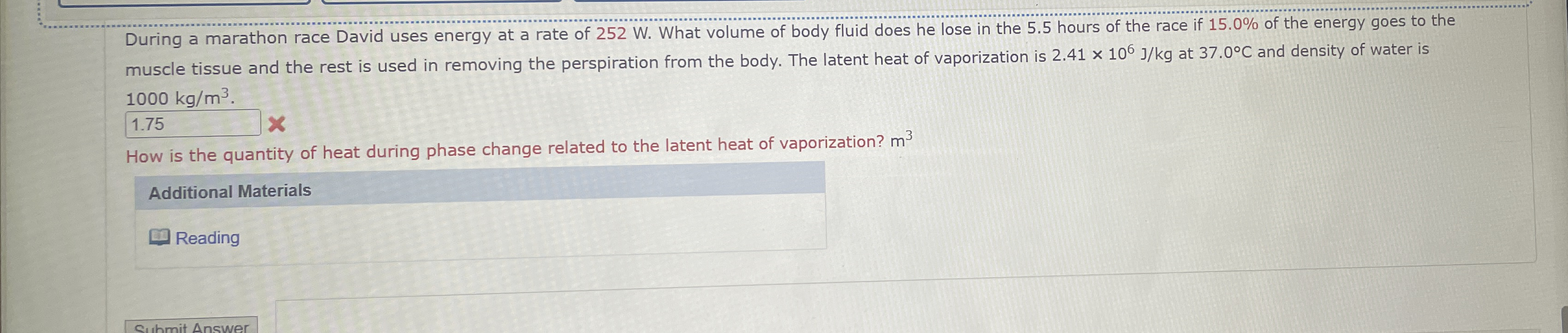 During a marathon race David uses energy at a