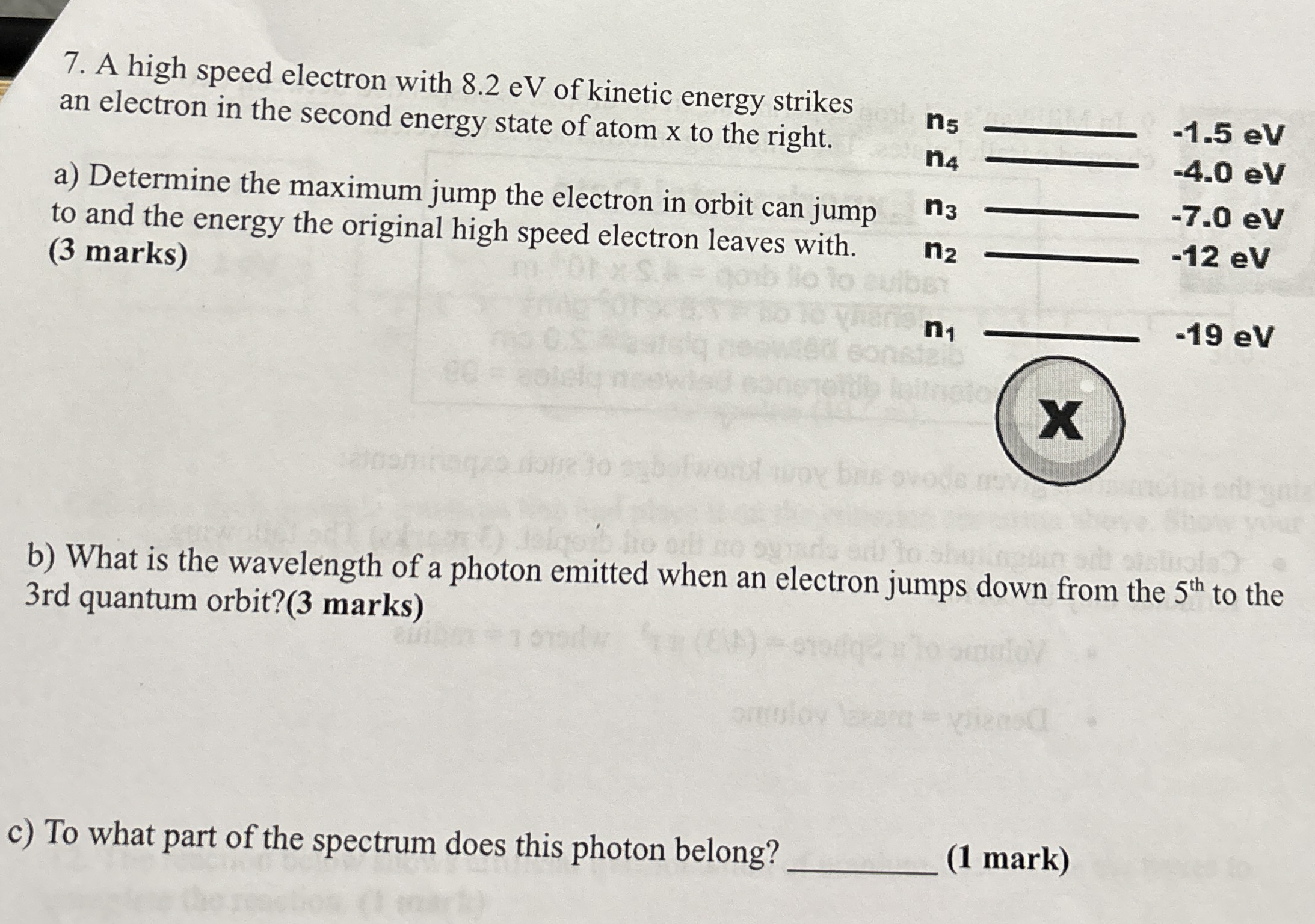 A high speed electron with 8 . 2 eV of kinetic
