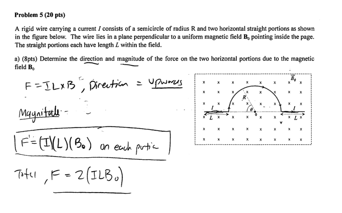Problem 5 ( 2 0 pts ) A rigid wire carrying a