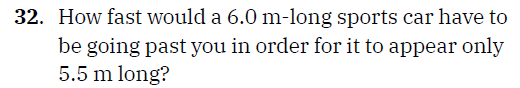 3 2 . How fast would a 6 . 0 m - long sports car