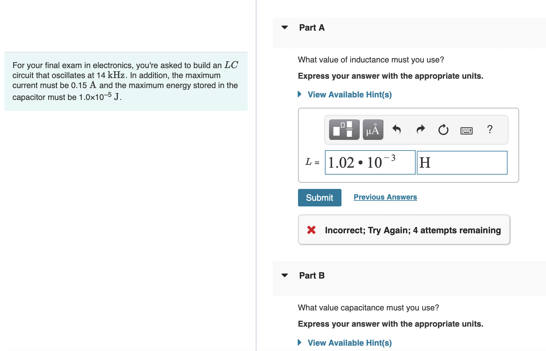 Answer both parts: Part A For your final exam in