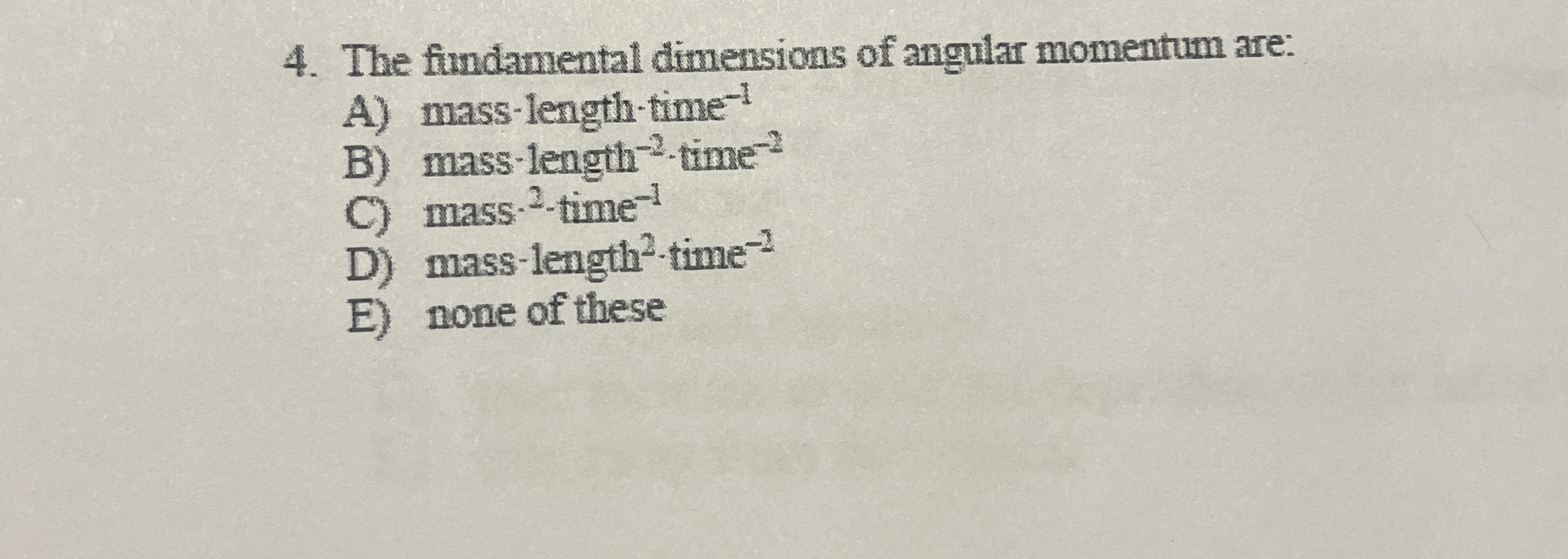 The findamental dimensions of angular momentum