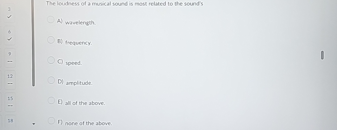 3 The loudness of a musical sound is most related