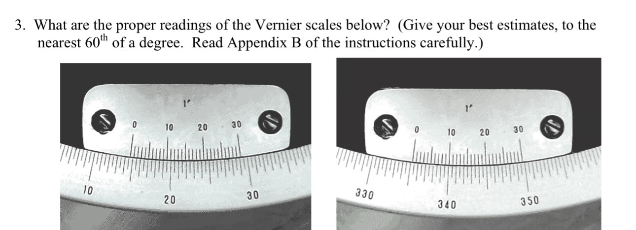 What are the proper readings of the Vernier