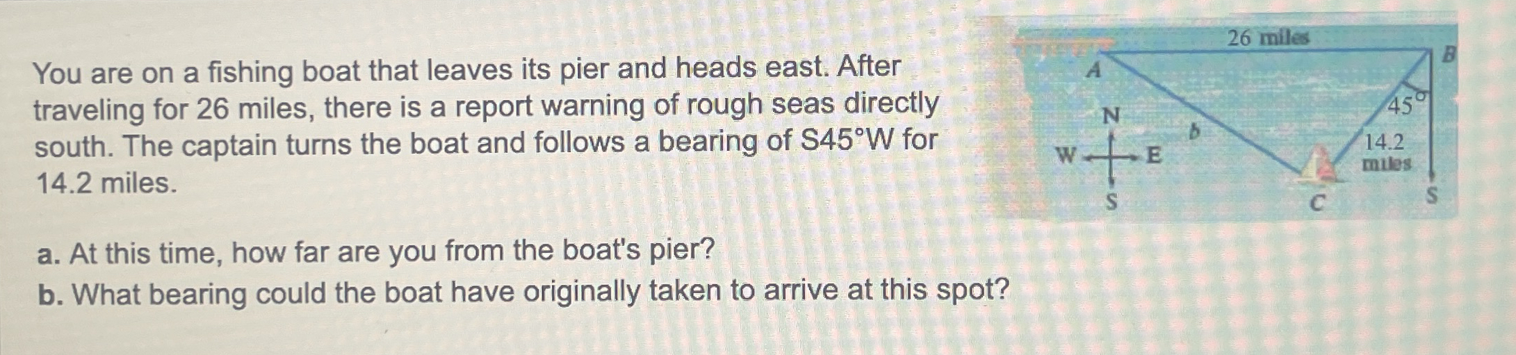 You are on a fishing boat that leaves its pier